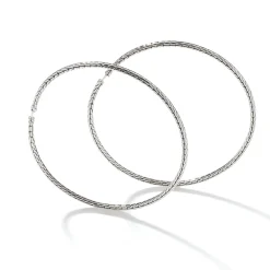 Women John Hardy Hoops^Carved Chain Hoop Earring, Silver, X Large