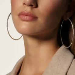 Women John Hardy Hoops^Carved Chain Hoop Earring, Silver, X Large