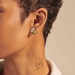 Women John Hardy Statement^Carved Chain J Hoop Earring, Gold