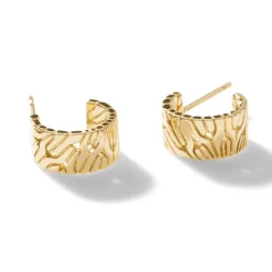 Women John Hardy Hoops^Carved Chain J Hoop Earring, Gold