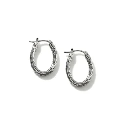Women John Hardy Hoops^Carved Chain Oval Hoop Earring, Silver, Small