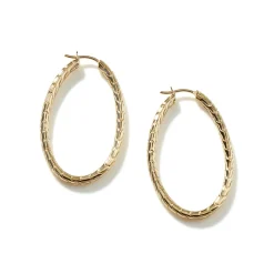 Women John Hardy Hoops^Carved Chain Oval Hoop Earring, Gold, Large