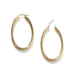 Women John Hardy Hoops^Carved Chain Oval Hoop Earring, Gold, Large