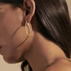 Women John Hardy Hoops^Carved Chain Oval Hoop Earring, Gold, Large