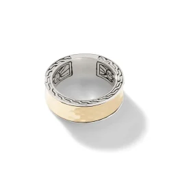 Men John Hardy Bands^Carved Chain Palu Band Ring, Silver, Gold