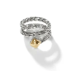 Women John Hardy Statement^Carved Chain Palu Coil Ring, Silver, Gold