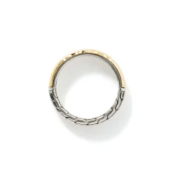 Men John Hardy Bands^Carved Chain Palu Ring, Silver, Gold, Slim