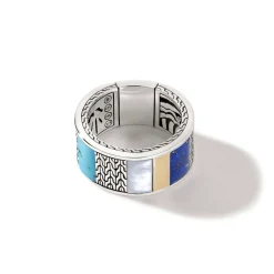 Men John Hardy Bands^Carved Chain Ring, Gold, Silver, Gemstones