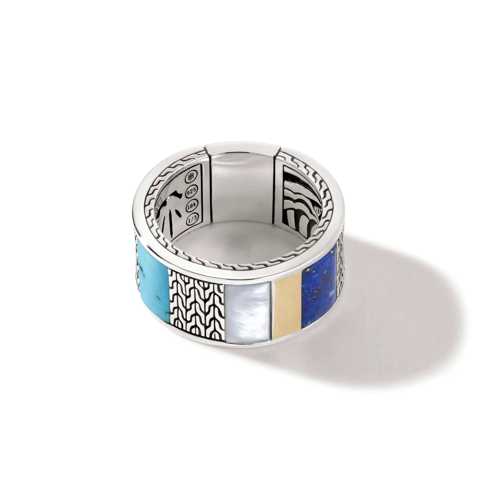 Men John Hardy Bands^Carved Chain Ring, Gold, Silver, Gemstones