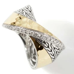 Women John Hardy Statement^Carved Chain Ring, Silver, Gold, Diamonds