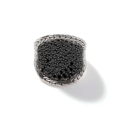 Women John Hardy Statement^Carved Chain Saddle Ring, Silver, Pave