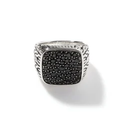 Men John Hardy Signets^Carved Chain Signet Ring, Silver, Pave
