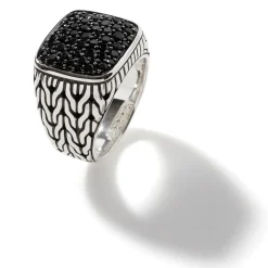 Men John Hardy Signets^Carved Chain Signet Ring, Silver, Pave