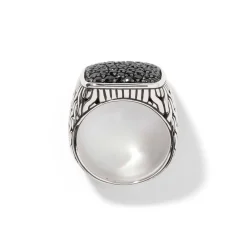 Men John Hardy Signets^Carved Chain Signet Ring, Silver, Pave