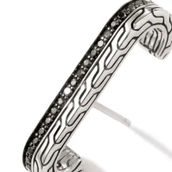 Men John Hardy Studs^Carved Chain Single Earring, Silver, Pave