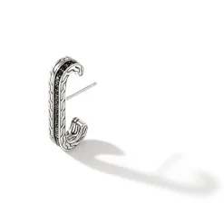 Men John Hardy Studs^Carved Chain Single Earring, Silver, Pave