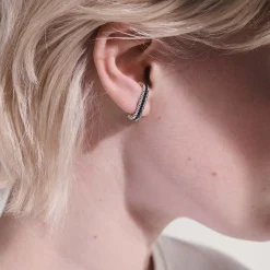 Men John Hardy Studs^Carved Chain Single Earring, Silver, Pave