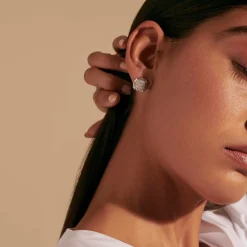 Women John Hardy Studs^Carved Chain Stud Earring, Silver, Pave