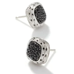 Women John Hardy Studs^Carved Chain Stud Earring, Silver, Pave
