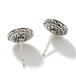 Men John Hardy Studs^Carved Chain Stud Earring, Silver, Pave