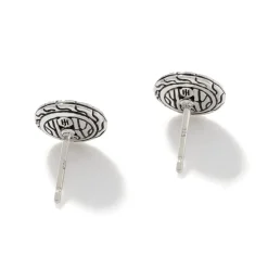 Men John Hardy Studs^Carved Chain Stud Earring, Silver, Pave
