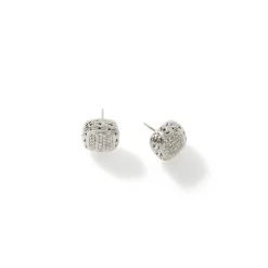 Women John Hardy Studs^Carved Chain Stud Earring, Silver, Diamonds