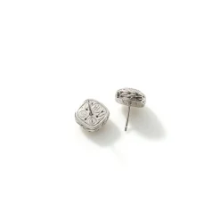 Women John Hardy Studs^Carved Chain Stud Earring, Silver, Diamonds