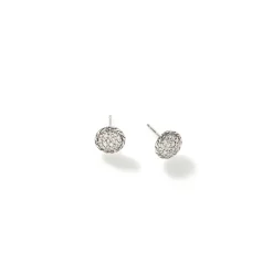 Men John Hardy Studs^Carved Chain Stud Earring, Silver, Diamonds