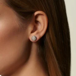 Men John Hardy Studs^Carved Chain Stud Earring, Silver, Diamonds