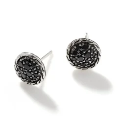 Men John Hardy Studs^Carved Chain Stud Earring, Silver, Pave