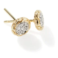 Men John Hardy Studs^Carved Chain Stud Earring, Gold, Diamonds
