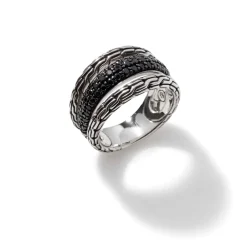 Women John Hardy Bands^Carved Multiband Ring, Silver, Pave