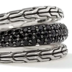 Women John Hardy Bands^Carved Multiband Ring, Silver, Pave