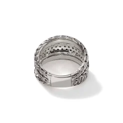Women John Hardy Bands^Carved Multiband Ring, Silver, Pave