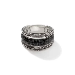 Women John Hardy Bands^Carved Multiband Ring, Silver, Pave