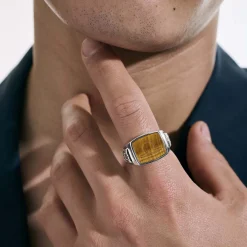 Men John Hardy Signets^Carved Signet Ring, Gold, Gemstone