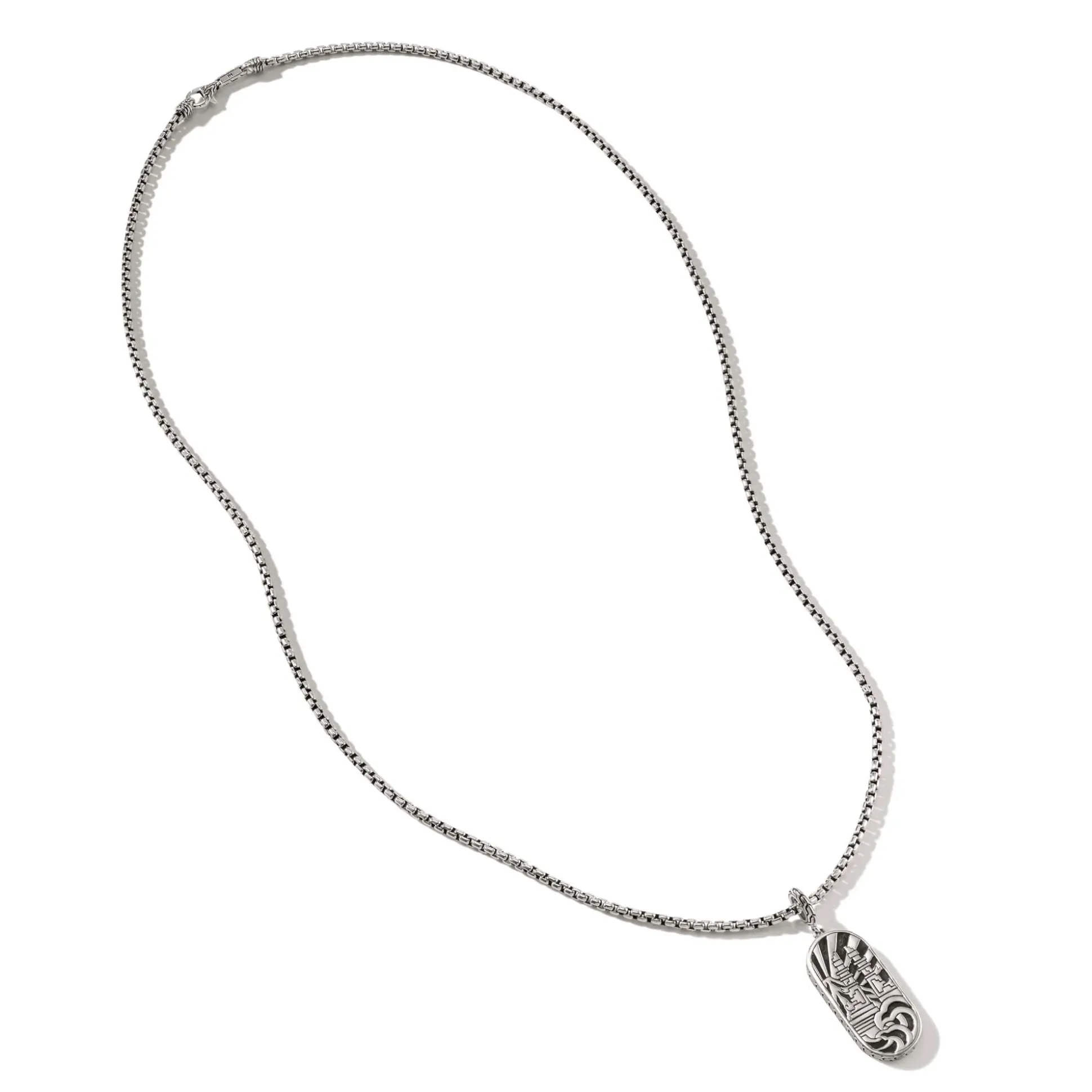 Men John Hardy Tags & Pendants^Carved Tag Necklace, Dark Silver, Gemstones