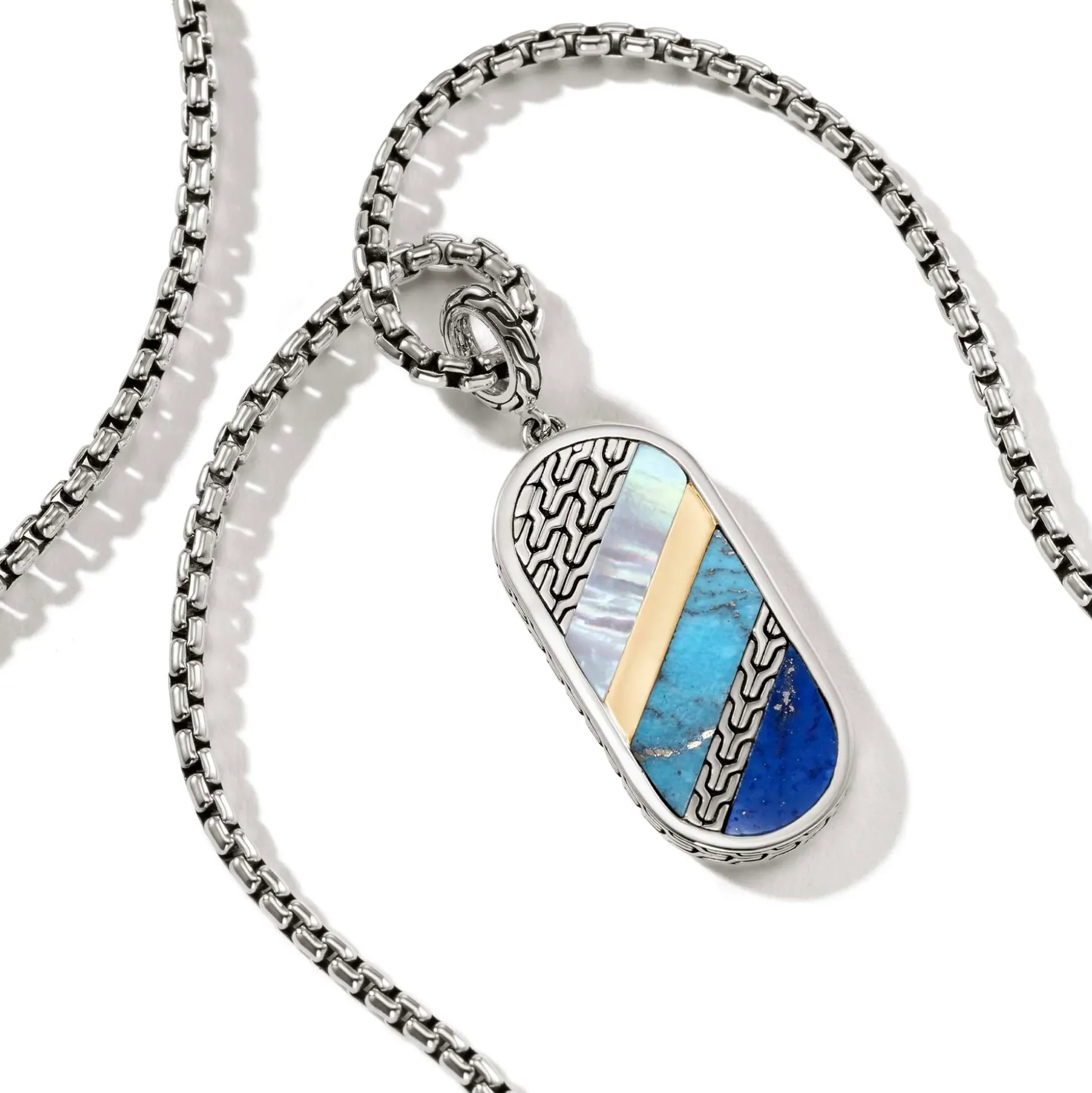 Men John Hardy Tags & Pendants^Carved Tag Necklace, Silver, Gold, Gemstones