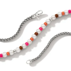 Women John Hardy Beads^Colorblock Necklace, Silver, Gemstones, Pearl