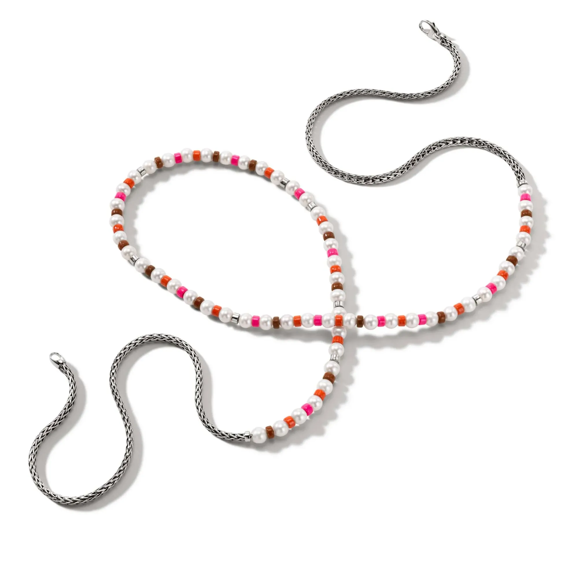 Women John Hardy Beads^Colorblock Necklace, Silver, Gemstones, Pearl