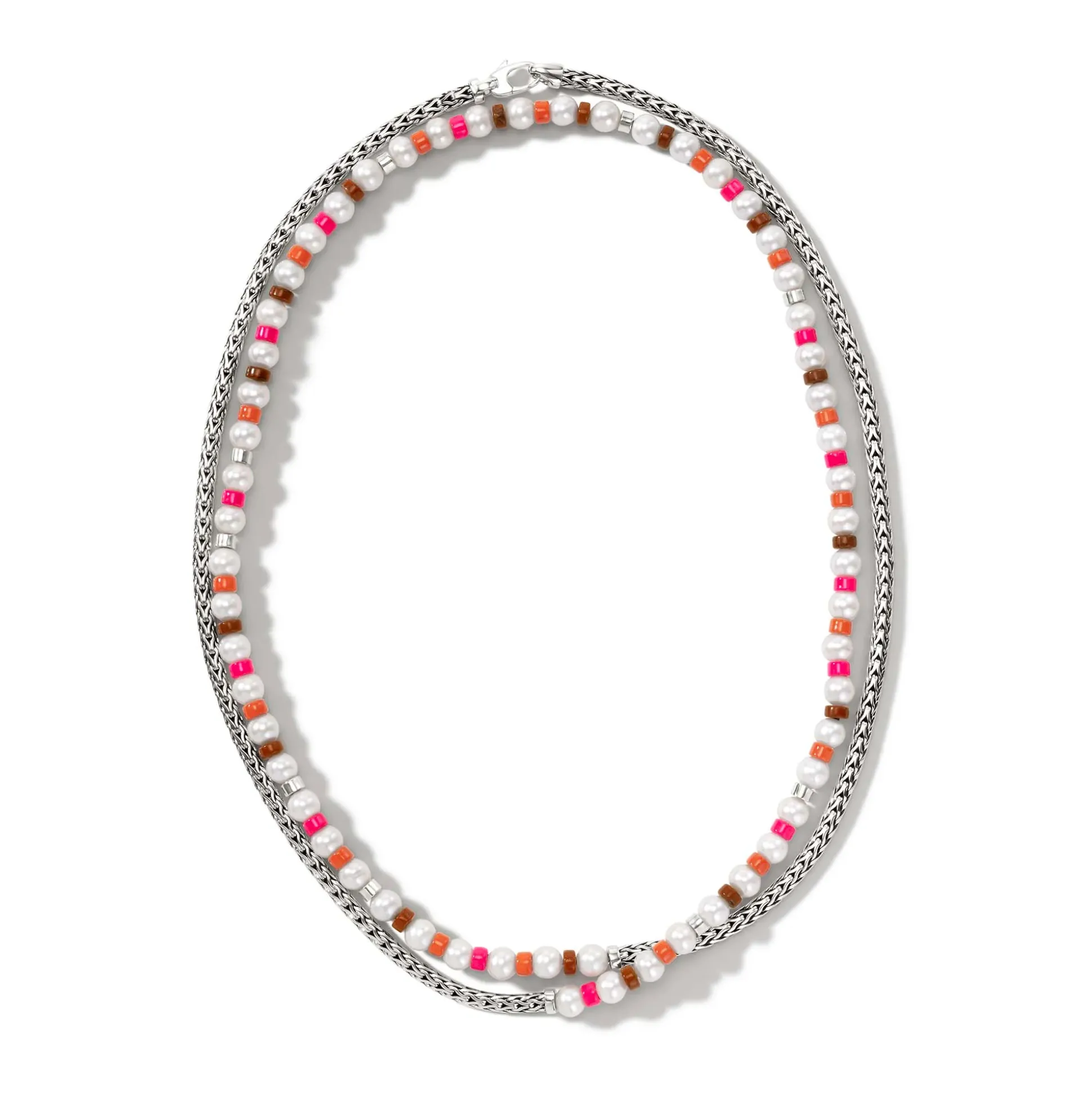 Women John Hardy Beads^Colorblock Necklace, Silver, Gemstones, Pearl