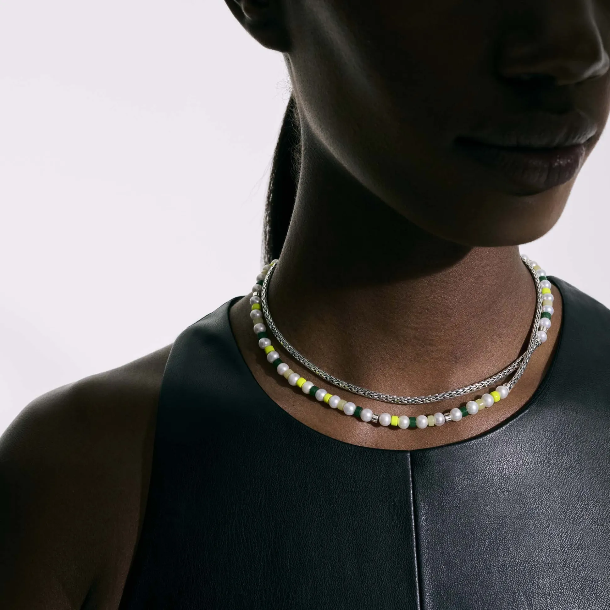 Women John Hardy Beads^Colorblock Necklace, Silver, Gemstones, Pearl