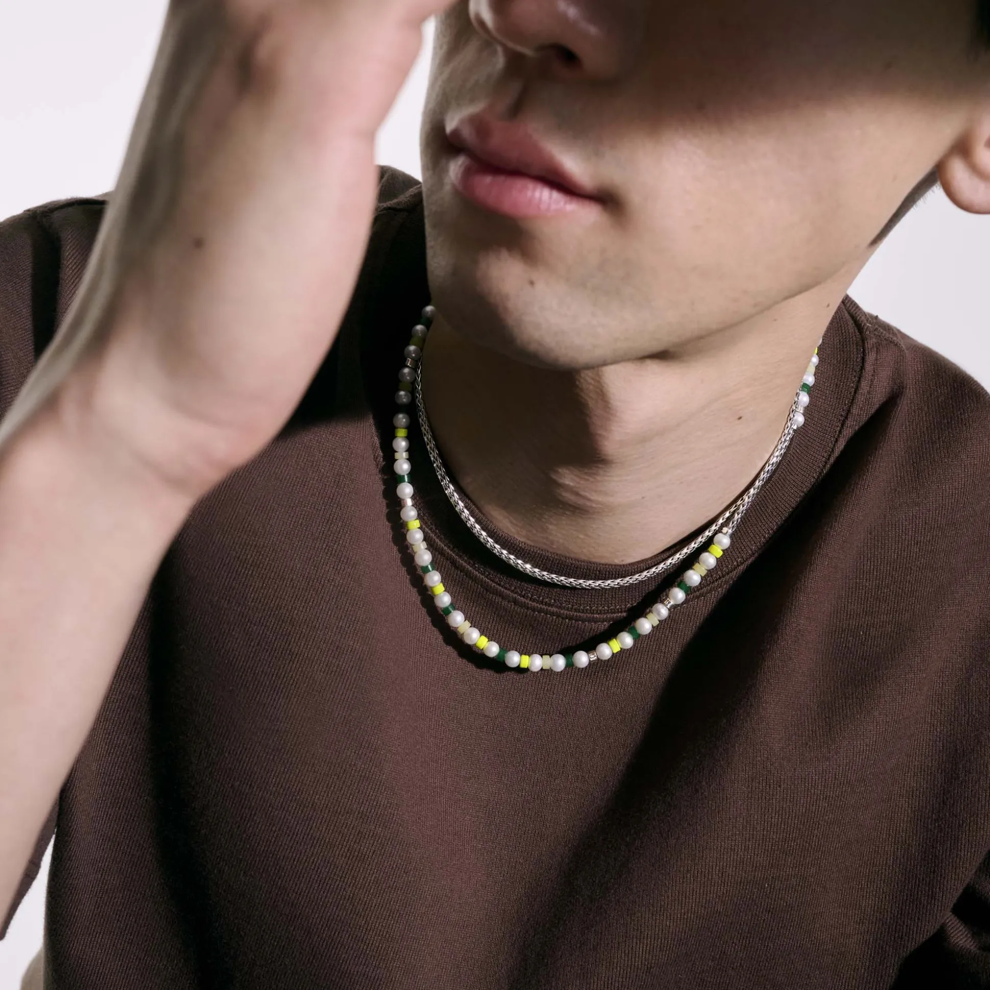 Women John Hardy Beads^Colorblock Necklace, Silver, Gemstones, Pearl