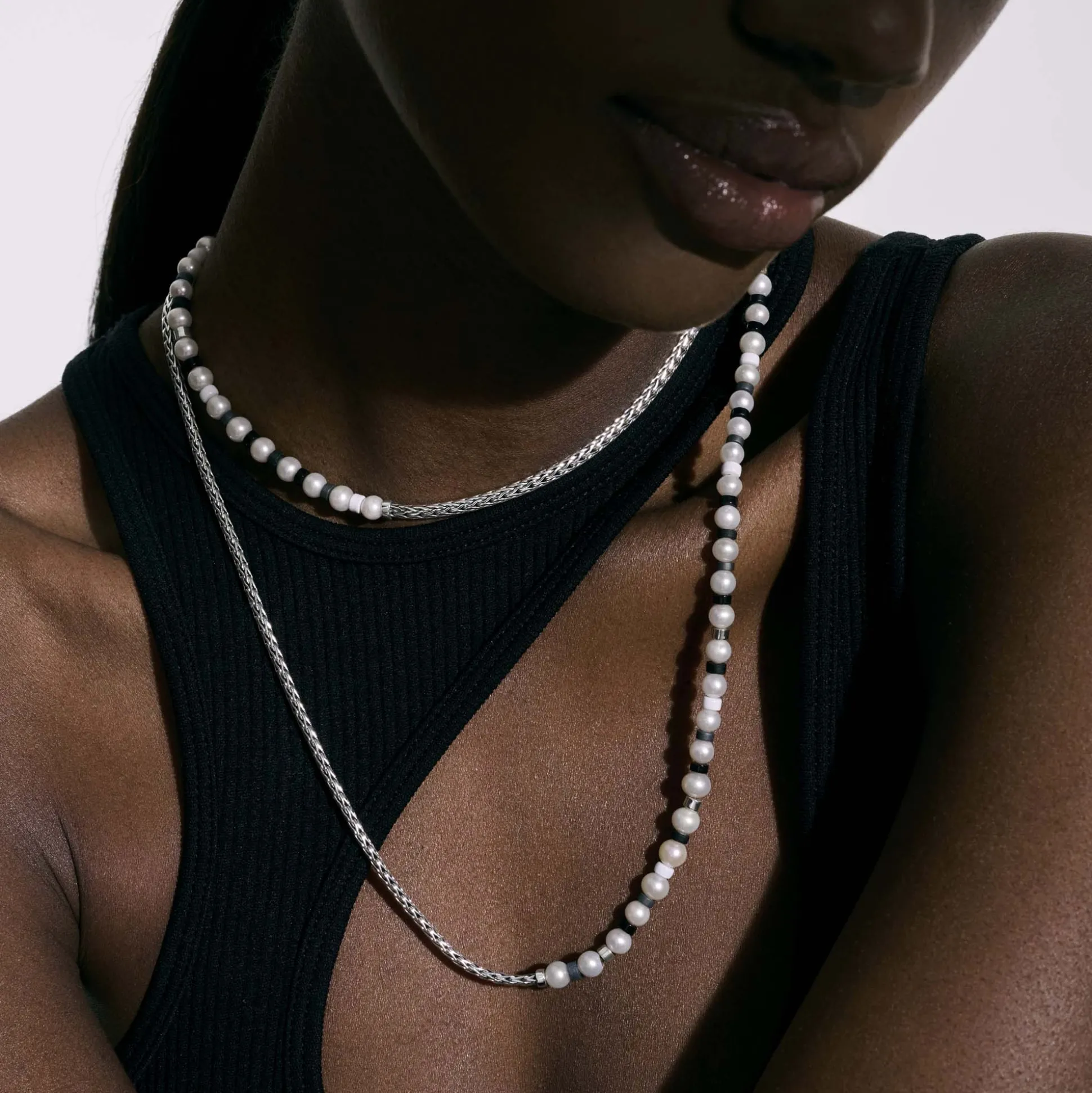 Women John Hardy Beads^Colorblock Necklace, Silver, Gemstones, Pearl