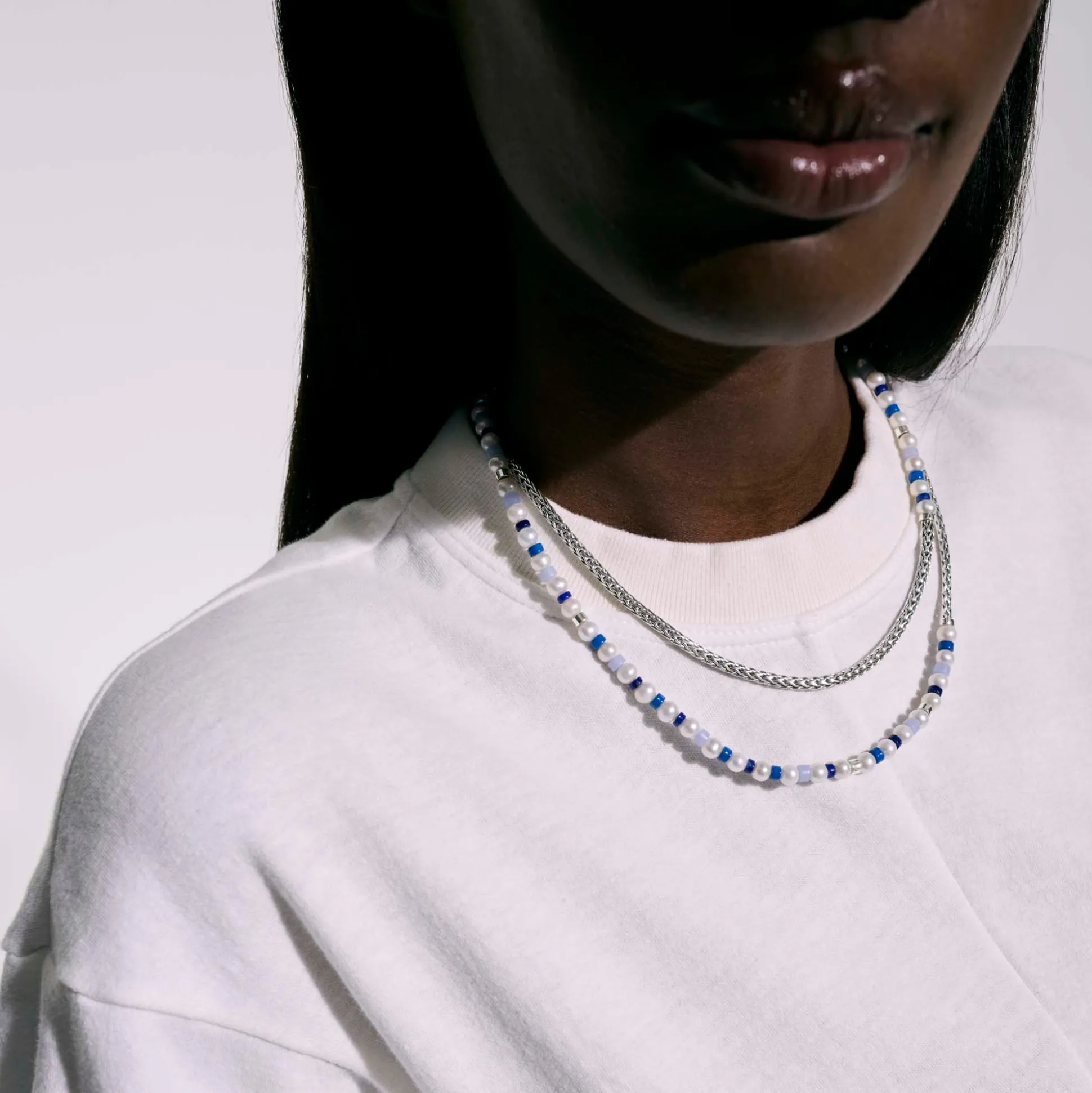 Women John Hardy Beads^Colorblock Necklace, Silver, Gemstones, Pearl