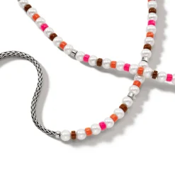 Women John Hardy Beads^Colorblock Necklace, Silver, Gemstones, Pearl
