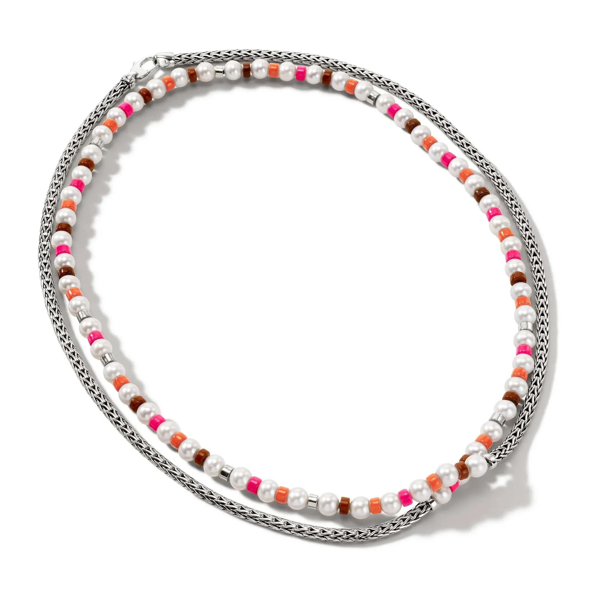 Women John Hardy Beads^Colorblock Necklace, Silver, Gemstones, Pearl