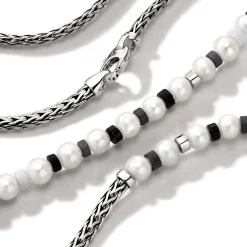 Women John Hardy Beads^Colorblock Necklace, Silver, Gemstones, Pearl