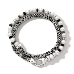 Men John Hardy Beads^Colorblock Wrap, Silver, Gemstones, Pearl