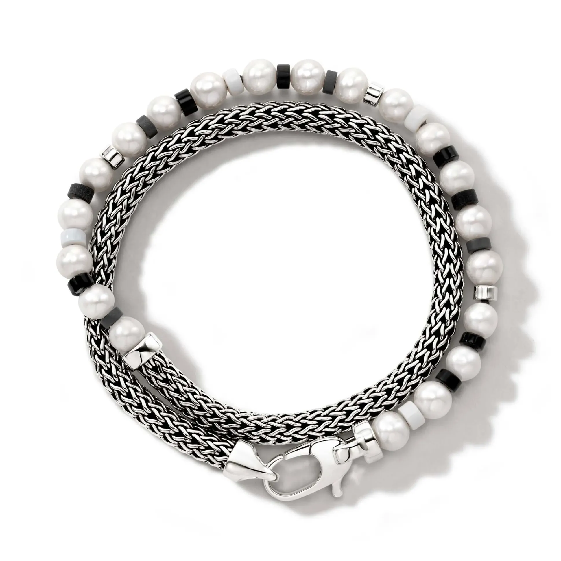 Men John Hardy Beads^Colorblock Wrap, Silver, Gemstones, Pearl